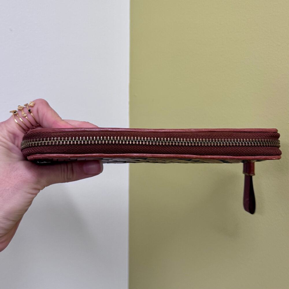 Cole Haan Genevieve Weave Wallet Organizer Card Holder Travel Woven Copper Brown - Picture 6 of 14